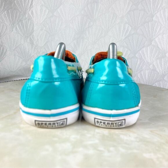 Sperry Shoes Women 6.5 Turquoise Blue Classic Summer Driving Slip On Boat Loafer - Picture 8 of 10